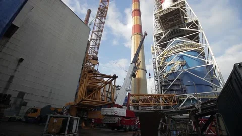 Development of the coal-fired power station Stock Footage 137291303