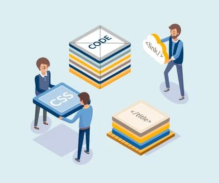 Development of Code, Developer Programming Concept Stock Illustration