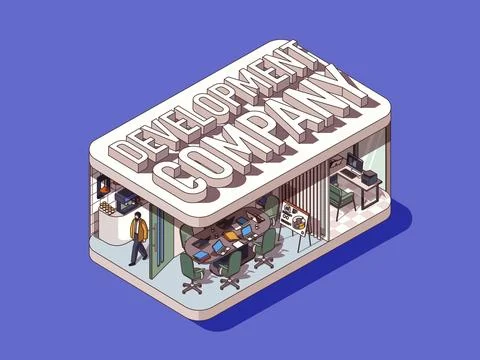 Development Company Isometric Concept Illustrazione stock