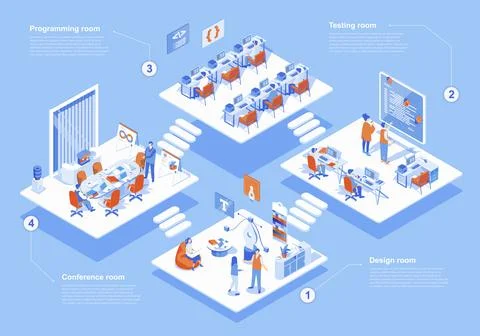 Development Company Isometric Infographics Stockillustratie