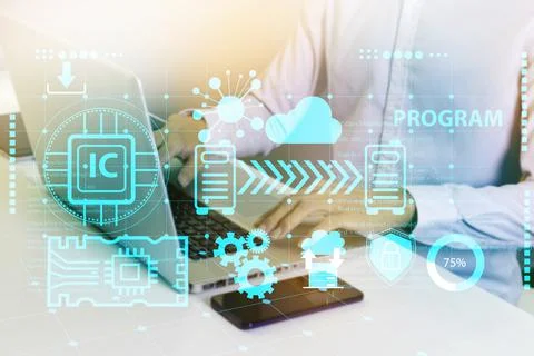 Development of computer IT technology and Integrated Circuit equipment,Use a Stock Photos