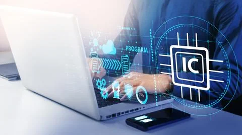 Development of computer IT technology and Integrated Circuit equipment,Use .. Stock Photos