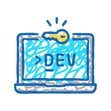 Development computer software icon doodle illustration Illustrazione stock