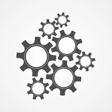 Development concept black contour gear and cog Illustrazione stock