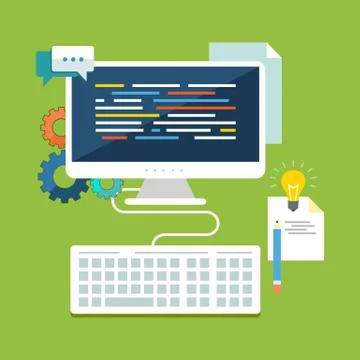 Development concept. Flat design stylish. Isolated on color background Stock Illustration