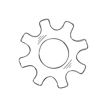 Development concept hand drawn cog and gear sketch Illustrazione stock