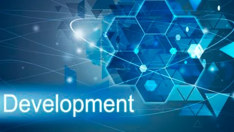 Development concept, Innovation Computer Data Technology, background blue Illustrazione stock