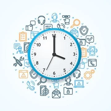 Development Concept with Realistic Detailed 3d Wall Clock. Vector Illustrazione stock