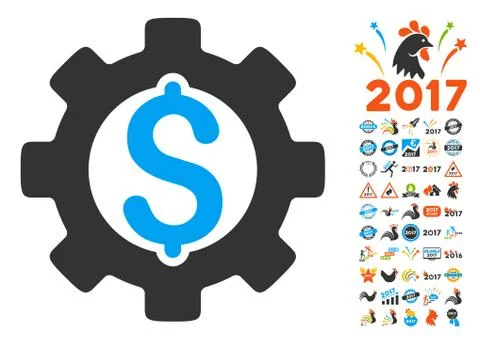 Development Cost Icon With 2017 Year Bonus Pictograms Illustrazione stock
