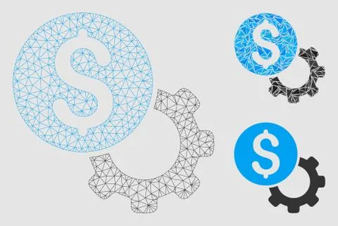 Development Cost Vector Mesh Wire Frame Model and Triangle Mosaic Icon イラスト素材