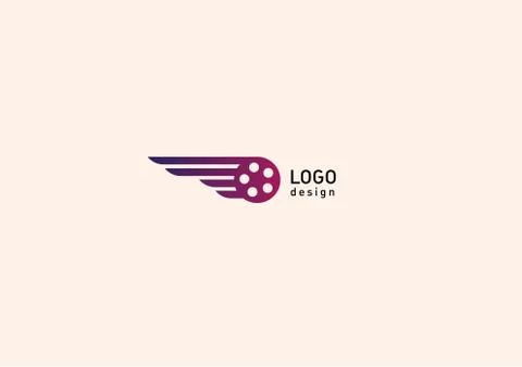 Development Creative geometric bright logo flying video Stock Illustration