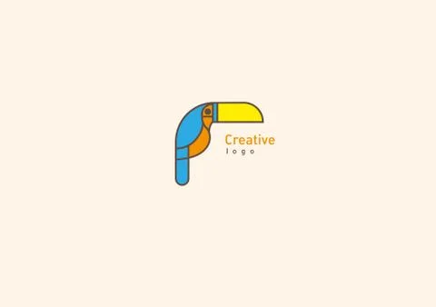 Development Creative Geometric Contour Logo Large Toucan 스톡 일러스트