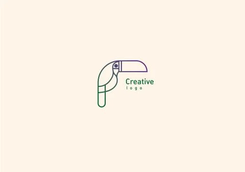 Development Creative Geometric Contour Logo Large Toucan 스톡 일러스트