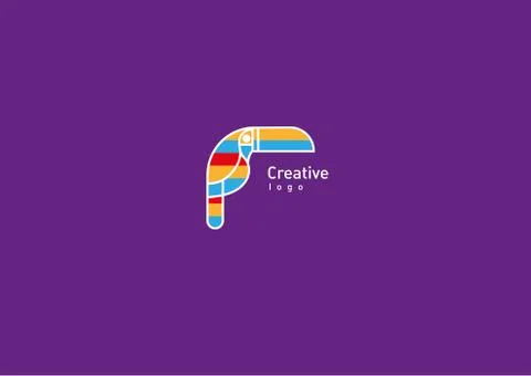Development Creative Geometric Contour Logo Large Toucan 스톡 일러스트