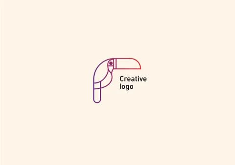 Development Creative Geometric Contour Logo Large Toucan Illustrazione stock