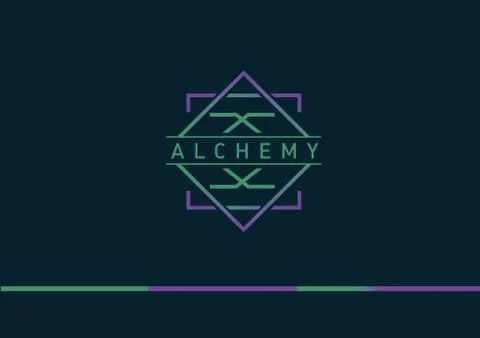 Development of creative geometric logo on alchemy Illustrazione stock