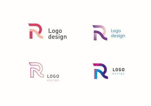 Development of a creative geometric logo, the letter R Illustrazione stock