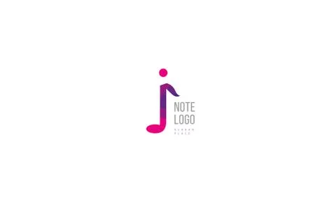 Development creative logo musical note and symbol j Illustrazione stock