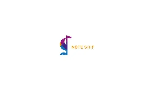Development creative logo note ship Illustrazione stock