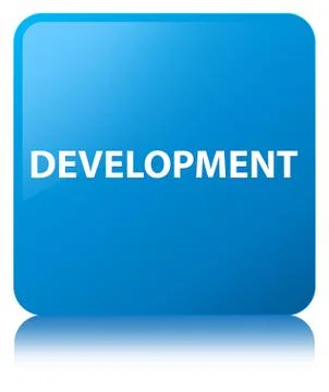 Development cyan blue square button Illustrazione stock