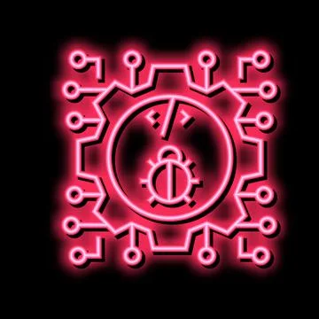 Development debug neon glow icon illustration Illustrazione stock