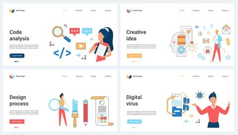 Development of digital applications, virus, malware protection set and tiny Stock Illustration