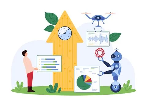 Development of digital startup with AI, help from virtual assistant for data Ilustração Stock