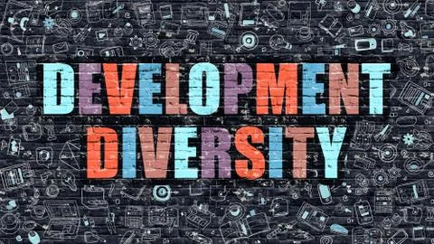 Development Diversity on Dark Brick Wall 스톡 일러스트