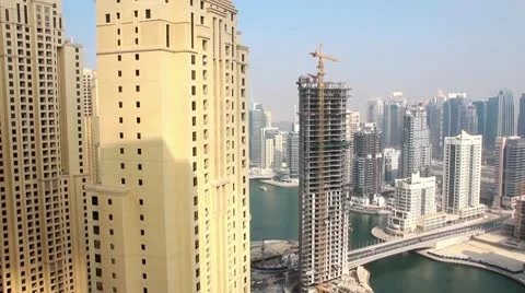 Development of Dubai Marina, United Arab Emirates Stock Footage 9252263