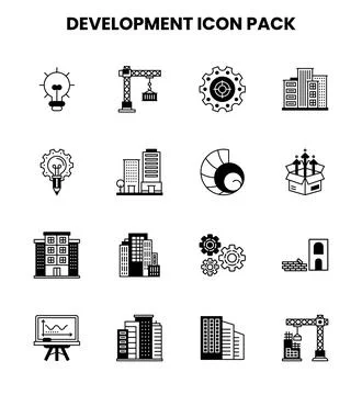 Development DuoTone Bundle Icons Pack Illustrazione stock