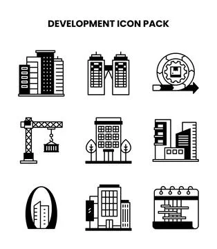 Development DuoTone Bundle Icons Pack Ilustração Stock