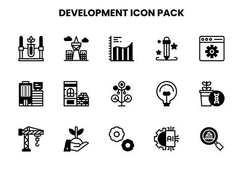 Development DuoTone Collection Icons Pack Stock Illustration
