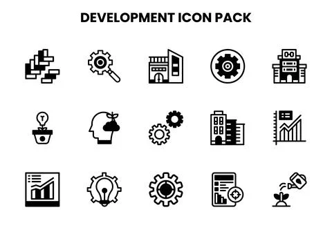 Development DuoTone Collection Icons Pack Illustrazione stock