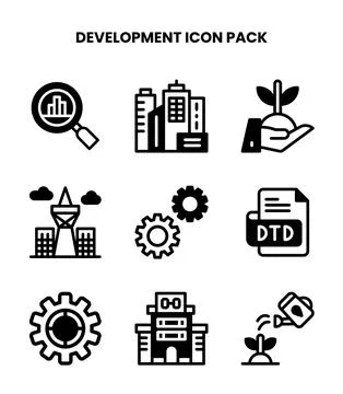 Development DuoTone Collection Icons Pack Stock Illustration