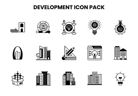 Development DuoTone Graphics Icons Pack 库存插图