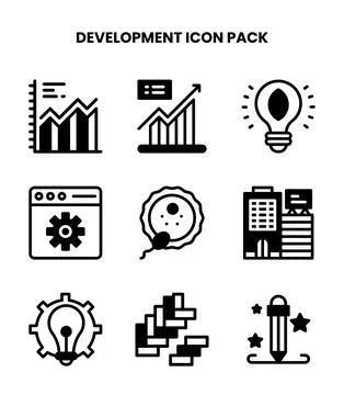 Development DuoTone SVG Icons Pack Stock Illustration