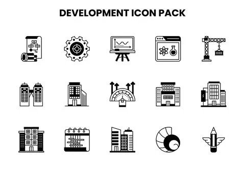 Development DuoTone UI Icons Pack Stock Illustration