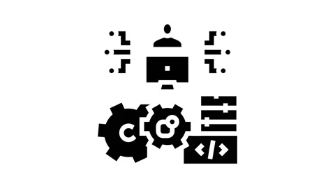 Development erp software glyph icon animation Stock Footage 222812822