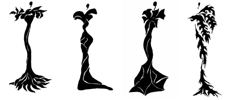Development evening gowns based on herbs sketch of fashion model - develop... Stock Photos
