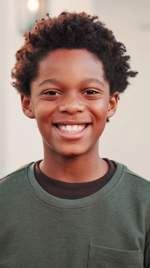 Development, face and smile of African child outdoor for future, growth or Stock Footage 338425723