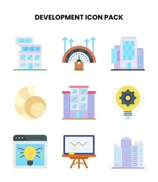 Development Flat Bundle Icons Pack Stock Illustration