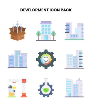 Development Flat Bundle Icons Pack Stock Illustration