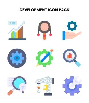 Development Flat Collection Icons Pack Stockillustratie