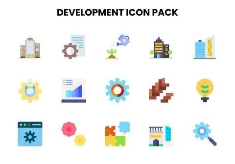 Development Flat Collection Icons Pack イラスト素材