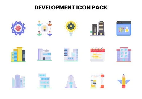 Development Flat Graphics Icons Pack Stock Illustration