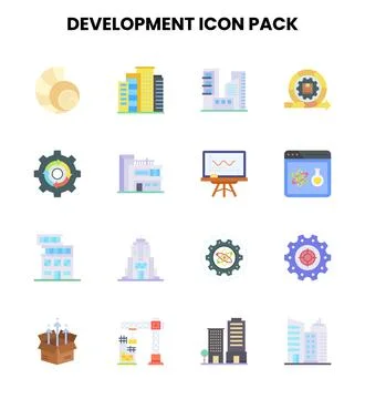 Development Flat Graphics Icons Pack Stock Illustration