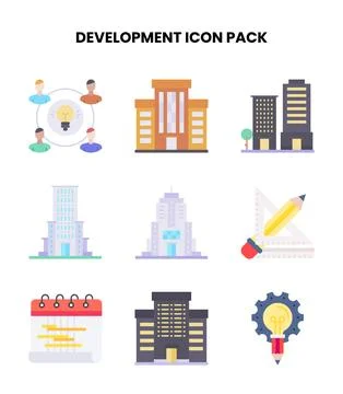 Development Flat Set Icons Pack Illustrazione stock