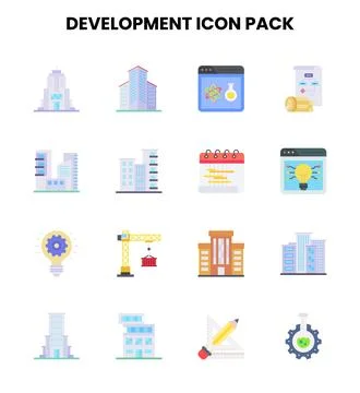 Development Flat UI Icons Pack Stock-Illustration