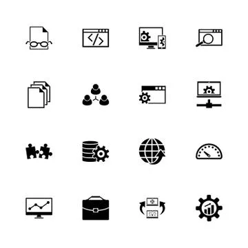 Development - Flat Vector Icons Illustrazione stock