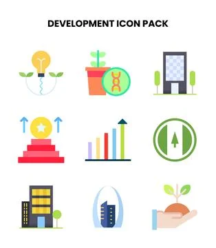 Development Flat Vector Icons Pack Stockillustratie